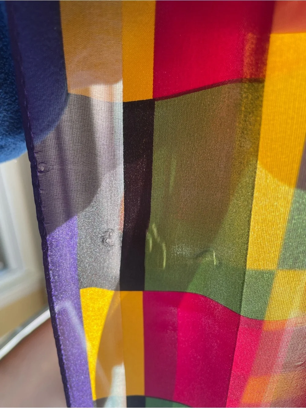 Vintage Adrienne Vittadini Rectangular Silk Scarf Jewel Tone 11x 52